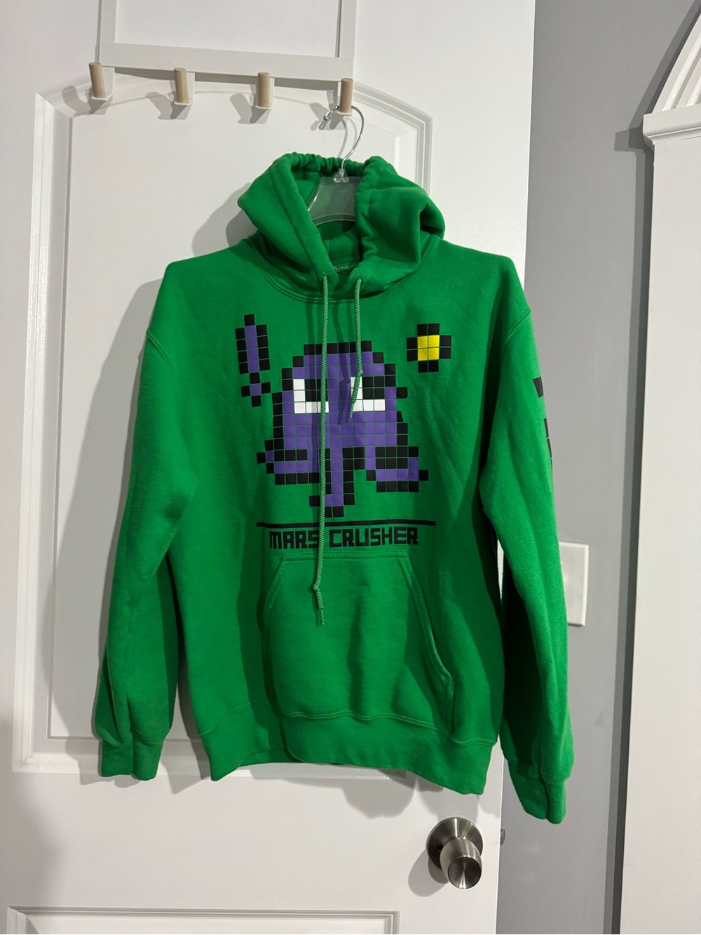 Adult Mars Crusher Green Pixel Graphic Hoodie Size small
